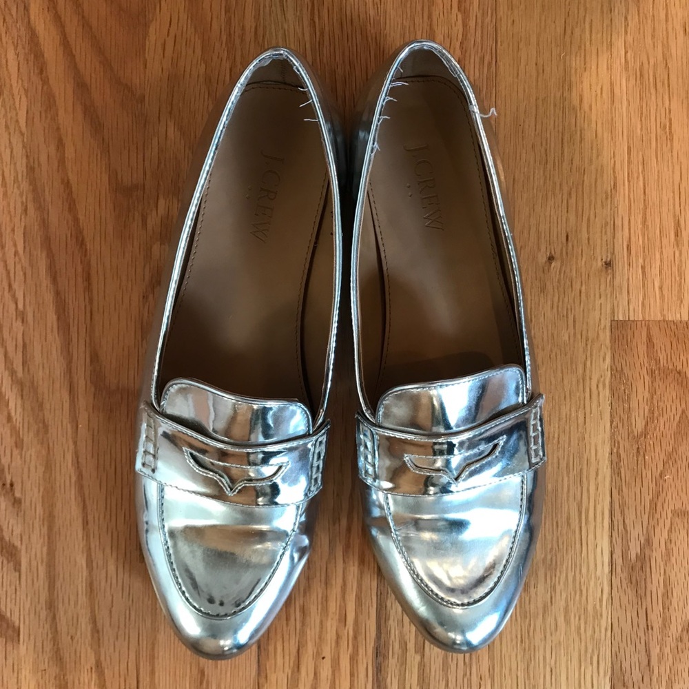 Awesome J. Crew mirror metallic loafers